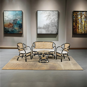 ชุดห้องนั่งเล่นโคโรนาจากหวายทำด้วยมือเฟอร์นิเจอร์เก้าอี้โต๊ะกาแฟจากประเทศอินโดนีเซีย - Product Image 3