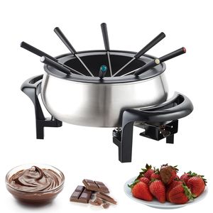Set Pentola Elettrica per Fonduta in Acciaio Inox per Formaggio e Cioccolato, 3 Quarti, con Controllo della Temperatura, Padella Elettrica - Product Image 1
