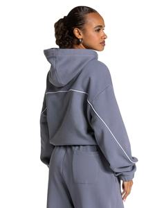Ensemble de survêtement 2 pièces tendance pour femme, en molleton uni à capuche et manches longues, 100 % coton, idéal pour les activités de plein air - Product Image 3