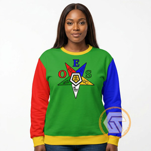 Eastern Star Women's Solid Fleece Sweatshirt Green Red Blue Crew Neck Printed Front 100% Cotton Knitted Eco-Friendly Casual - Product Image 2