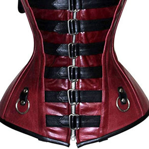 Salva <b>Leather</b> Women's Gothic PU <b>Leather</b> <b>Corset</b> with Zipper Closure Strapless Solid Color Waterproof V-neck Pockets Outerwear - Product Image 6
