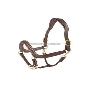 High Quality Heavy Duty Fancy Stitched Leather Anatomical Horse <b>Halter</b> in Black or Havana Brown English Saddle Leather - Product Image 4