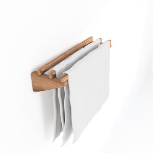 Porte-serviettes mural en bois finition naturelle, organisateur de rangement de luxe pour salle de bain, vente en gros B2B - Product Image 1
