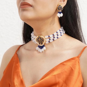 22K Gold Plated Vintage <b>Ruby</b> Choker <b>Necklace</b> Set Handmade Indian Designer Bridal Wedding Jewelry IGI Certified - Product Image 3