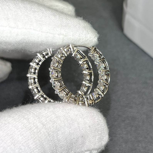 <b>Charm</b> <b>Earring</b> In VVS Moissanite Diamond 925 Silver <b>Hoop</b> <b>Earrings</b> Iced Out Round Cut Fashion Jewelry <b>For</b> Women Gift Luxury Trendy - Product Image 6