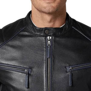 Blouson en cuir chaud d'hiver pour homme, col montant, style motard, manches longues, blouson en cuir tendance pour homme, vente en gros 2026 - Product Image 5