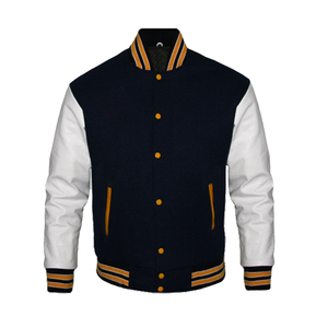 Veste de baseball vintage respirante à séchage rapide avec logo personnalisé en laine chenille brodée, manches en cuir pour homme - Product Image 1