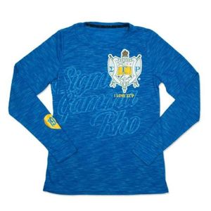 Camiseta Azul de Manga Larga Sigma Gamma Rho, Cuello Redondo, Estilo Deportivo, Cómoda, Ropa Deportiva, Uniforme Personalizado para Equipos, OEM - Product Image 1