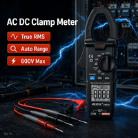 Multimètre numérique intelligent à pince True RMS AC/DC 200A 600A avec détection automatique de la plage, NCV, mesure de courant de démarrage, RCD, VFD et test de température