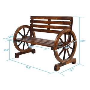 Panca da Giardino in Legno di Abete Antico Marrone Scuro per 2 Persone, per Giardino, Cortile, Parco - Product Image 3