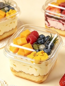 Caja Transparente de Plástico para Postres con Tapa de 350 ml para Frutas y Yogur, para Exhibición y Entrega en Panaderías, para Tiramisú y Mousse - Product Image 2