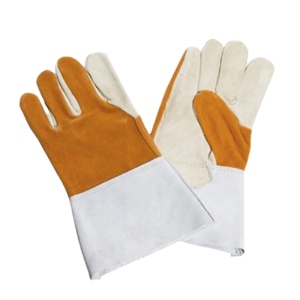 High Quality Heavy-Duty Cowhide Grain Split Leather Safety Gloves <b>Fire</b> Resistant Breathable Safety Cuff Industrial Cotton - Product Image 5