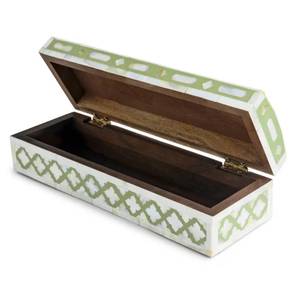 Boîte de rangement en nacre verte et blanche pour chambre à coucher, boîtes de rangement décoratives, boîte à bijoux en bois sculpté oriental, rectangulaire - Product Image 2