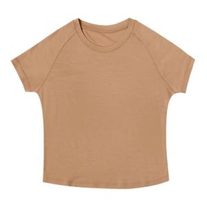 Womens Cropped Short Length Tshirt 180gsm O-neck Slim Fit Custom logo Screen Print Streetwear Knitted Women <b>Top</b> - Product Image 6