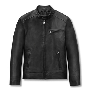 Casual Men Genuine <b>Real</b> <b>Leather</b> <b>Jacket</b> For Men Classic Biker Style with Zip up <b>Leather</b> <b>Jacket</b> For Men's - Product Image 1