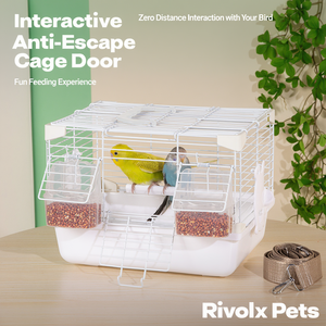 Cage de transport portable pour oiseaux avec perchoir et mangeoires, petit transporteur pour perroquet, perruche, calopsitte, budgerigar, agapornis - Product Image 4