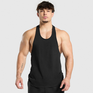 Débardeur Stringer Personnalisé pour Homme Noir Polyester/Coton Gym Fitness Sans Manches Musculation Séchage Rapide Style Urbain Personnalisé - Product Image 1