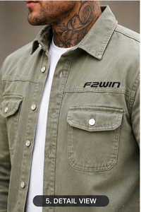 F2WIN Men's Autumn Motorcycle Bomber <b>Denim</b> <b>Jacket</b> Windproof Waterproof Breathable Quick Dry Vintage Stone Wash <b>Custom</b> Fabric - Product Image 3