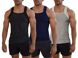 เสื้อกล้ามกีฬาผู้ชาย Aim Sports สีพื้น แห้งเร็ว ผ้าฝ้ายถัก 100% คอกลม แขนกุด สวมใส่สบาย เหมาะสำหรับออกกำลังกาย - Product Image 1