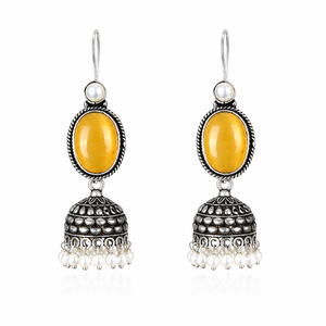 Pendientes Colgantes de Plata Tibetana con Cabujón Ovalado Rosa y Perla de Imitación, Joyería Vintage para Mujer - Product Image 2