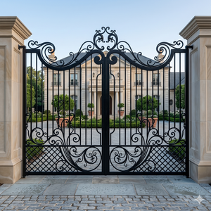 Puerta de Entrada Principal de Hierro Forjado de Lujo Personalizada, Resistente, Ornamental, con Recubrimiento en Polvo Antióxido - Product Image 1