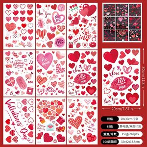 Adesivi per Finestre a Doppia Faccia, 9 Fogli, Decorazioni con Cuori Rosa e Rossi per San Valentino - Product Image 2