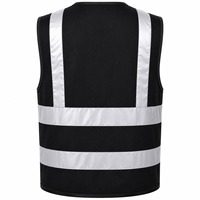 Nouveau Gilet de Sécurité Noir en Maille Polyester Imperméable 2026 avec Bandes Réfléchissantes, Fermeture Éclair et Poches Avant/Arrière – Tenue de Travail pour Usine