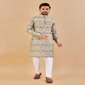 Pyjama Kurta à la mode ethnique de taille libre pour hommes indiens de superbe qualité coupe droite pour occasions de mariage directement du fournisseur indien - Product Image 4