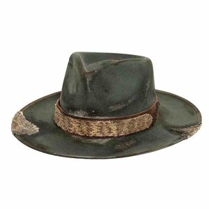 Jimieson Apparel Dark Green Leather Wide Brim Striped <b>Hat</b> Leather <b>Band</b> Unisex Outdoor Casual Winter Wear 48-50cm Quick Dry - Product Image 5