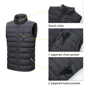 Chaleco Acolchado Color Borgoña para Hombre GENERSA SPORTS, Cuello Alto, Color Sólido, Poliéster, Ropa Exterior Informal de Invierno, Resistente al Viento - Product Image 4