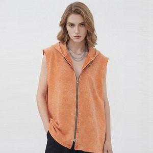 Débardeur tricoté à capuche zippé pour femme, léger, sans manches, respirant, écologique, pour entraînement sportif, fitness et gym (OEM) - Product Image 1