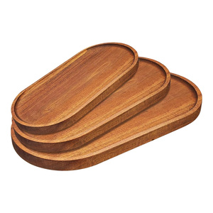 Plateau de service en bois massif durable, lot de 3 couverts en bois de manguier naturel, plateau d'apéritif pour le service des aliments - Product Image 6