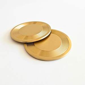 Round Decorative Metal Coaster Set For Coffee <b>Table</b> Drink <b>Protection</b> With Modern <b>Table</b> Decoration - Product Image 2