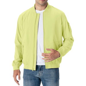 Chaqueta Bomber Casual para Hombre, Cuello Alto, Cierre de Cremallera, Cortavientos, Color Sólido, Transpirable, de Poliéster, para Primavera - Product Image 3
