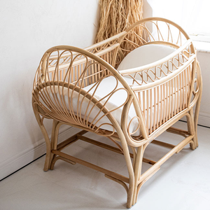 Cama de bebé de ratán natural estilo boho para dormitorio, cama infantil ecológica con cojín suave, cama para muñecas, se acepta OEM de HNH Craft - Product Image 4