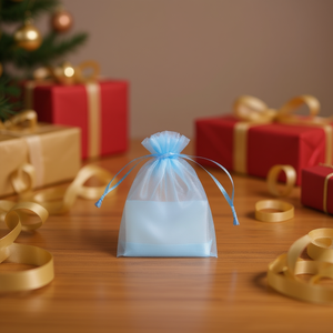 Sacchetti regalo in organza Ilan 17x23 cm azzurro 3 pezzi per regali - Product Image 2