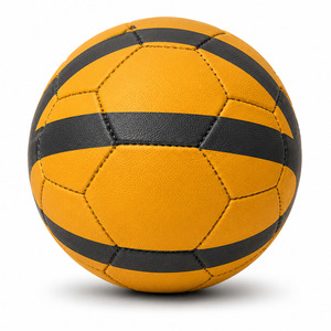 Custom Logo Premium 32 Panel <b>Hand</b> <b>Stitched</b> Soccer Ball Vintage Retro Marigold Charcoal PU Leather Football for Match Training - Product Image 3