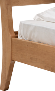 Southwestern <b>Queen</b> <b>Size</b> Wood <b>Bed</b> Frame Minimalist Vertical Slat Headboard Natural Oak Finish Platform <b>Bed</b> Bedroom Furniture - Product Image 4