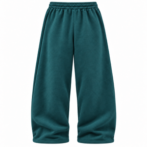 Men's Teal Blue Fleece baggy oversized Sweatpants Elastic Waist Drawstring Casual <b>Pants</b> With Side Pockets Autumn Wear - Product Image 2