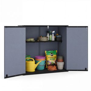 23.5 Cu.ft Outdoor <b>Storage</b> Shed Gray PP HDPE Horizontal Garden <b>Tool</b> <b>Cabinet</b> with Lockable Door - Product Image 1