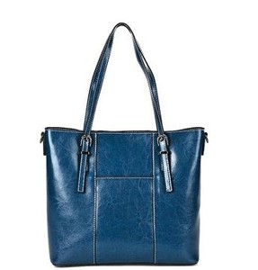 Women's Genuine Leather Tote <b>Bag</b> Classic Blue Saffiano <b>Large</b> Capacity <b>Shoulder</b> Strap Casual Daily Use Handbag - Product Image 6