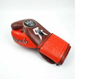 Latest No Boxing No Life Canelo Brown Orange Real Cowhide <b>Leather</b> Boxing Gloves Mexican Style Hook and Loop LightWeight - Product Image 5