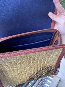 Bolso Tote de Paja con Diseño Geométrico Hecho a Mano, Forma de Almohada, Flores, Dos Asas, Parte Superior Abierta, Ecológico, Duradero, Portátil, Lavable a Mano - Product Image 2