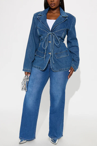Women's <b>Denim</b> Jacket Button Closure Stonewashed Cotton Casual Winter/Autumn Style Vintage Elegant Regular Fit Solid Color <b>Coat</b> - Product Image 4