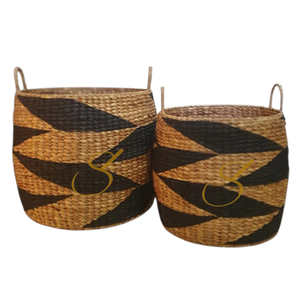 Panier de rangement en jacinthe d'eau - noir/naturel - Product Image 1