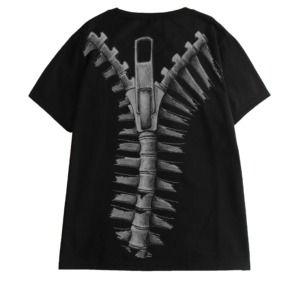 T-shirt noir pour homme à col rond, manches courtes, tricoté, uni, décontracté, en polyester/coton, écologique, coupe classique, 200 grammes, avec lettrage - Product Image 3