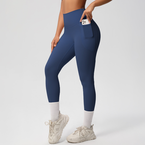 Custom Logo Women's High Waisted Gym <b>Leggings</b> <b>with</b> Side <b>Pocket</b> Seamless Workout Tights for Fitness and Yoga - Product Image 4