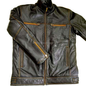 Chaquetas de cuero genuino hechas a mano reales para hombres Vintage nueva llegada estilo de motorista de alta calidad senderismo al aire libre chaquetas de aspecto real - Product Image 2