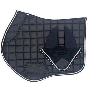 Ensemble de tapis de selle de dressage de haute qualité style western avec doublure en coton, protège-oreilles, protège-encoches et filet anti-mouches en matière scintillante - Product Image 2