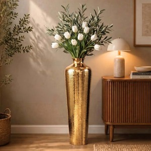 Artistic Form Handmade Tabletop <b>Vase</b> <b>Gold</b> Finish Contemporary Design Wedding Decor - Product Image 3
